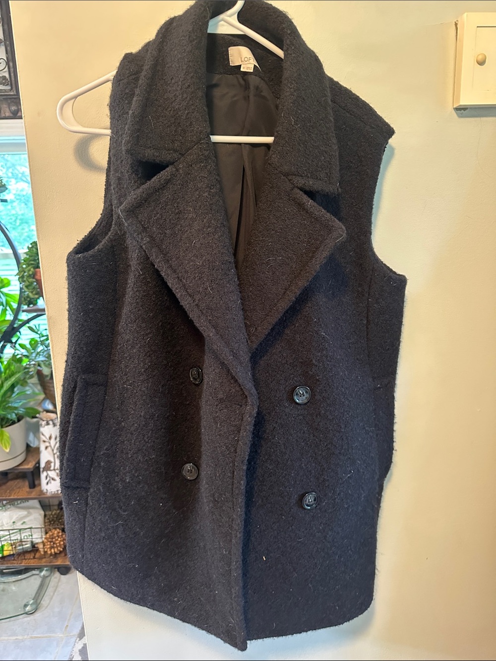 Loft Fashion Black Double-Breasted Wool-Blend Sleeveless Vest